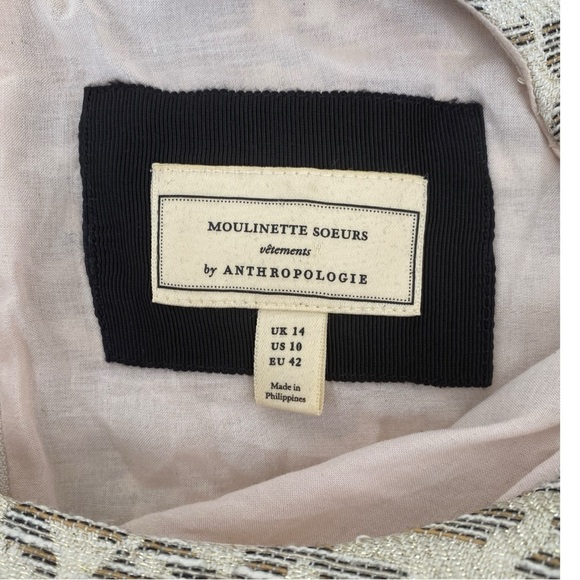 Anthropologie Moulinette Soeurs  April Jacquard Gold Midi Dress  Size 10 - Picture 9 of 10